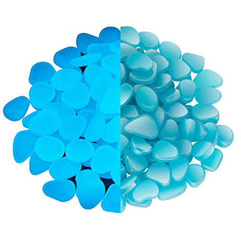 NAMTSO Glow in The Dark Rocks Outdoor, 500pcs Blue Glow Rocks Outdoor Garden, Glow in The Dark Stones for Landscaping, Glow in The Dark Pebbles for Walkway Pathway Backyard, Aquarium Fish Tank Rocks