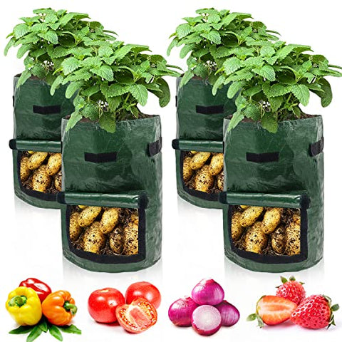 NAMTSO Potato Grow Bags 10 Gallon 4 Pack, Potato Planter Bags with Flap, Potato Bags for Growing Potatoes, Carrots, Onions, Sweet Potatoes